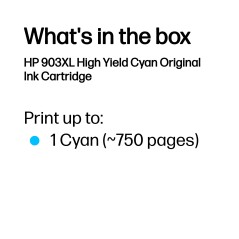 Buy HP 903XL High Yield Cyan Ink Cartridge - Superior Quality Printing (T6M03AE)